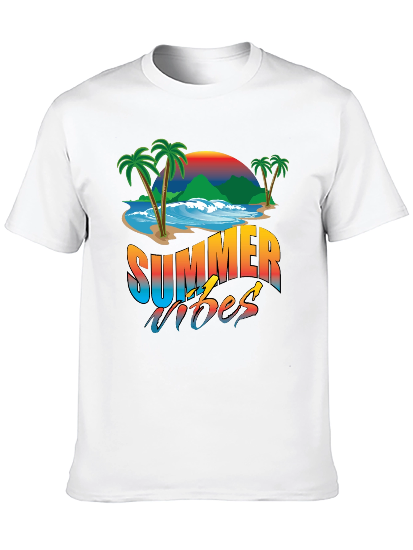 Camiseta Negra Estampada Summer Vibes