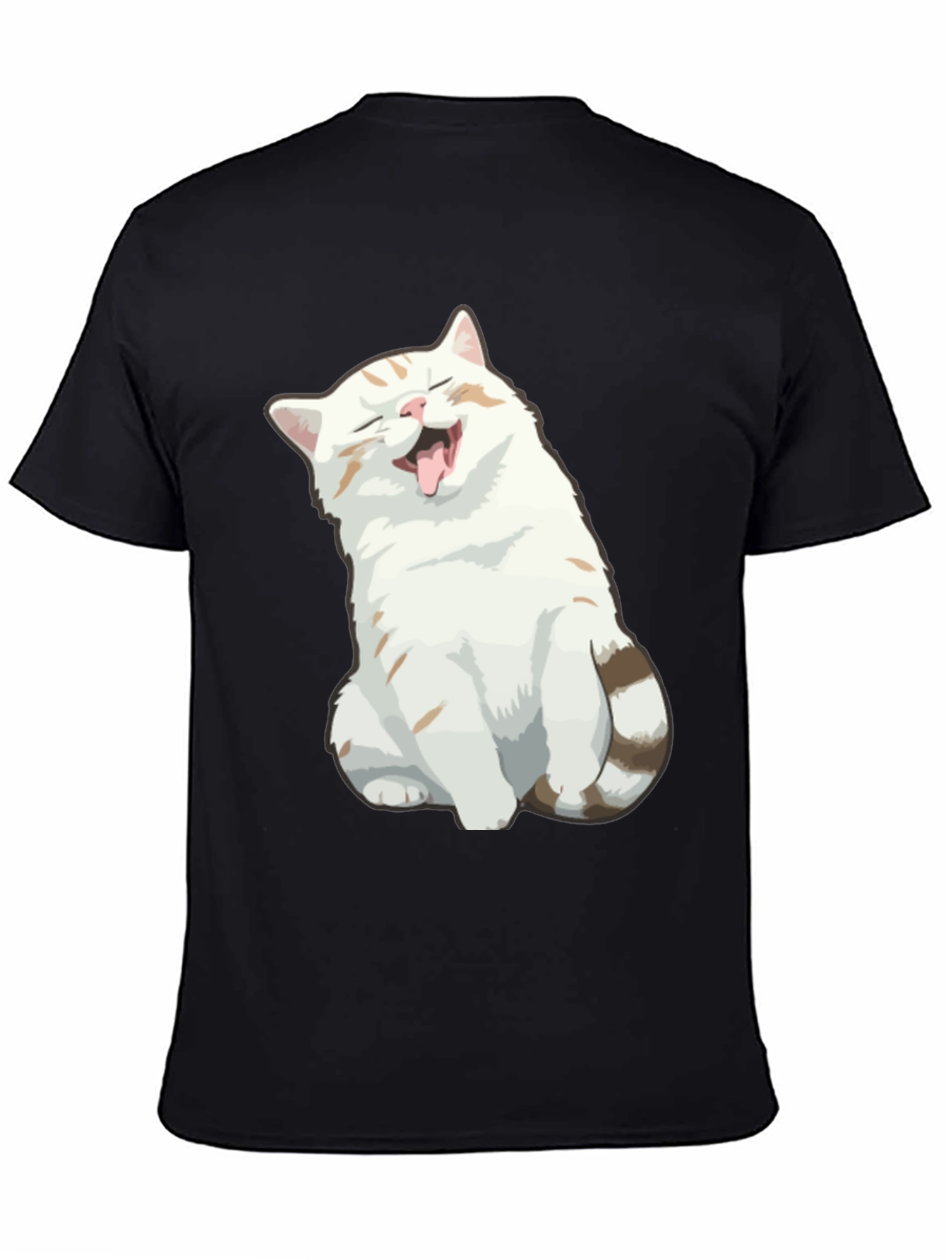 Camiseta Negra con Gato Sonriente