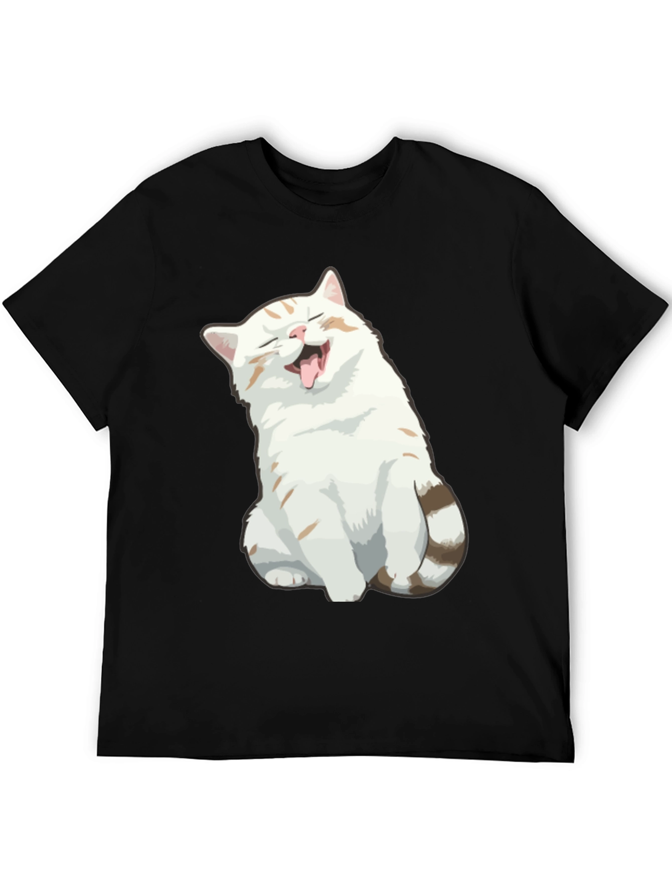 Camiseta Negra con Gato Sonriente