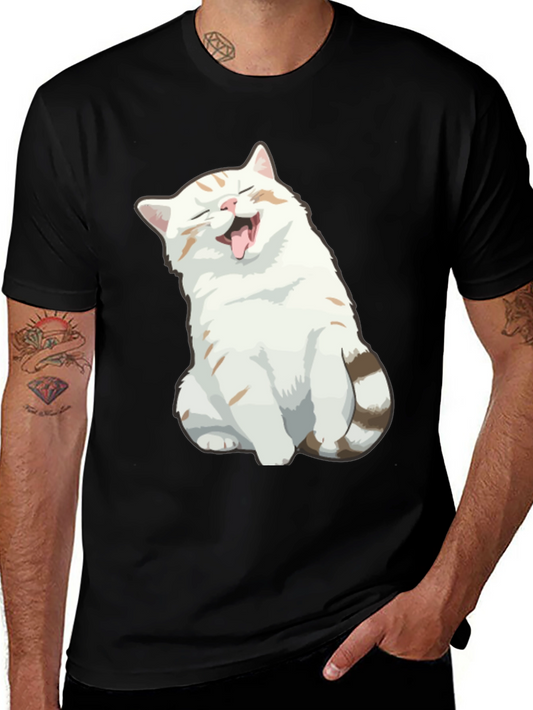 Camiseta Negra con Gato Sonriente