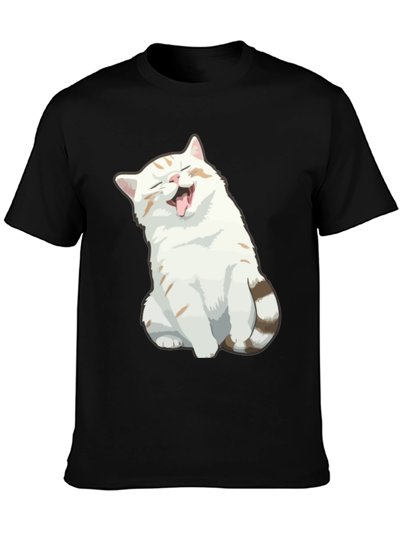 Camiseta Negra con Gato Sonriente