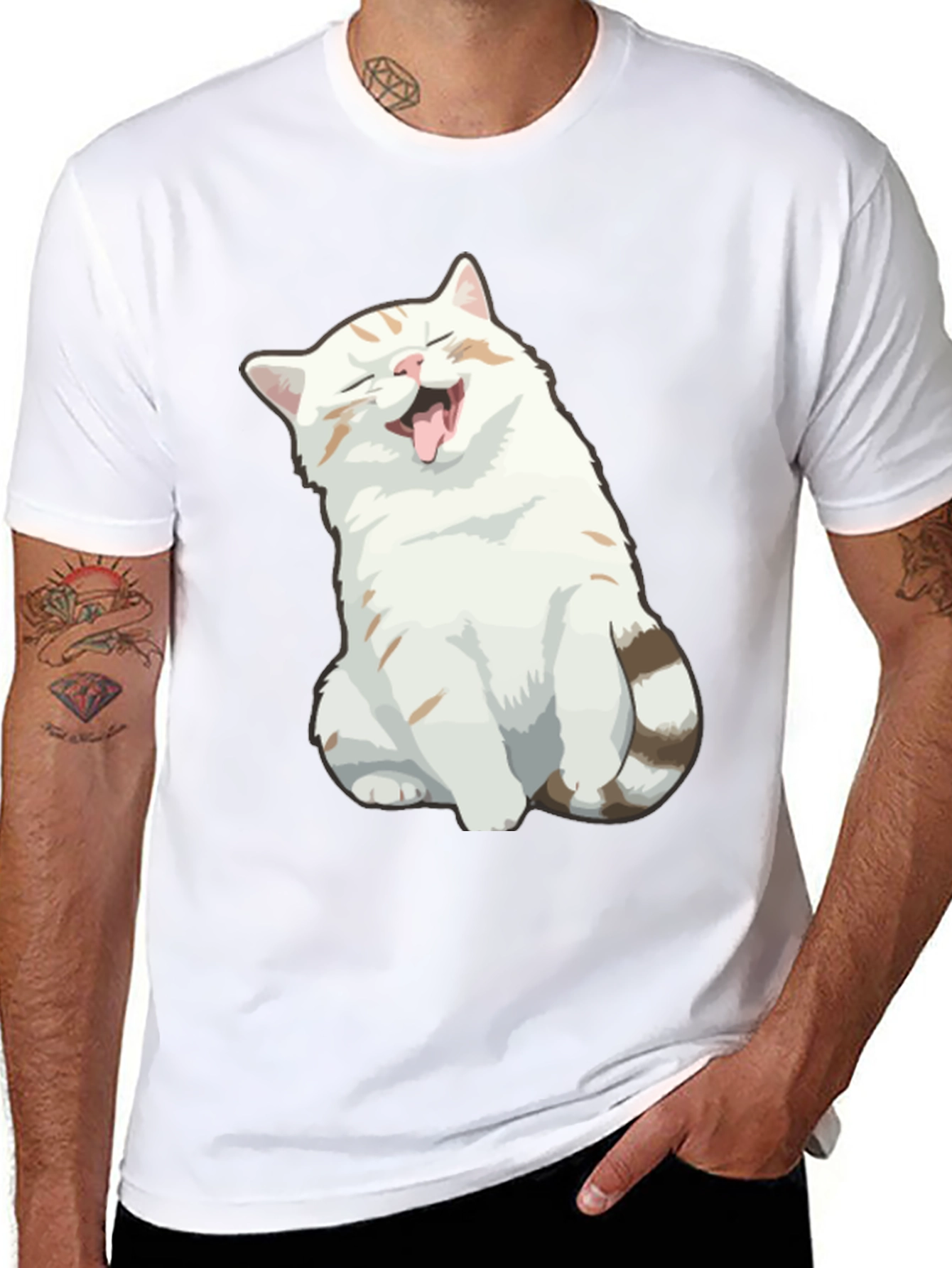 Camiseta Negra con Gato Sonriente