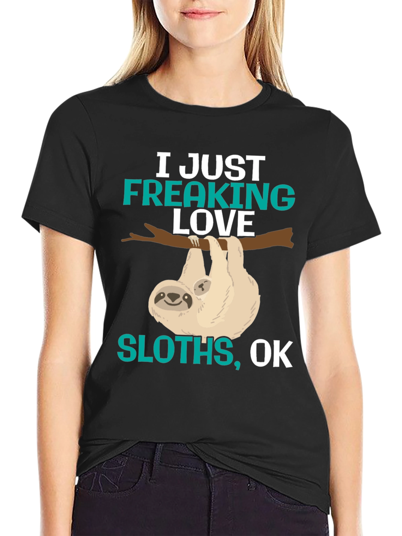 Camiseta Negra con Diseño de Perezosos