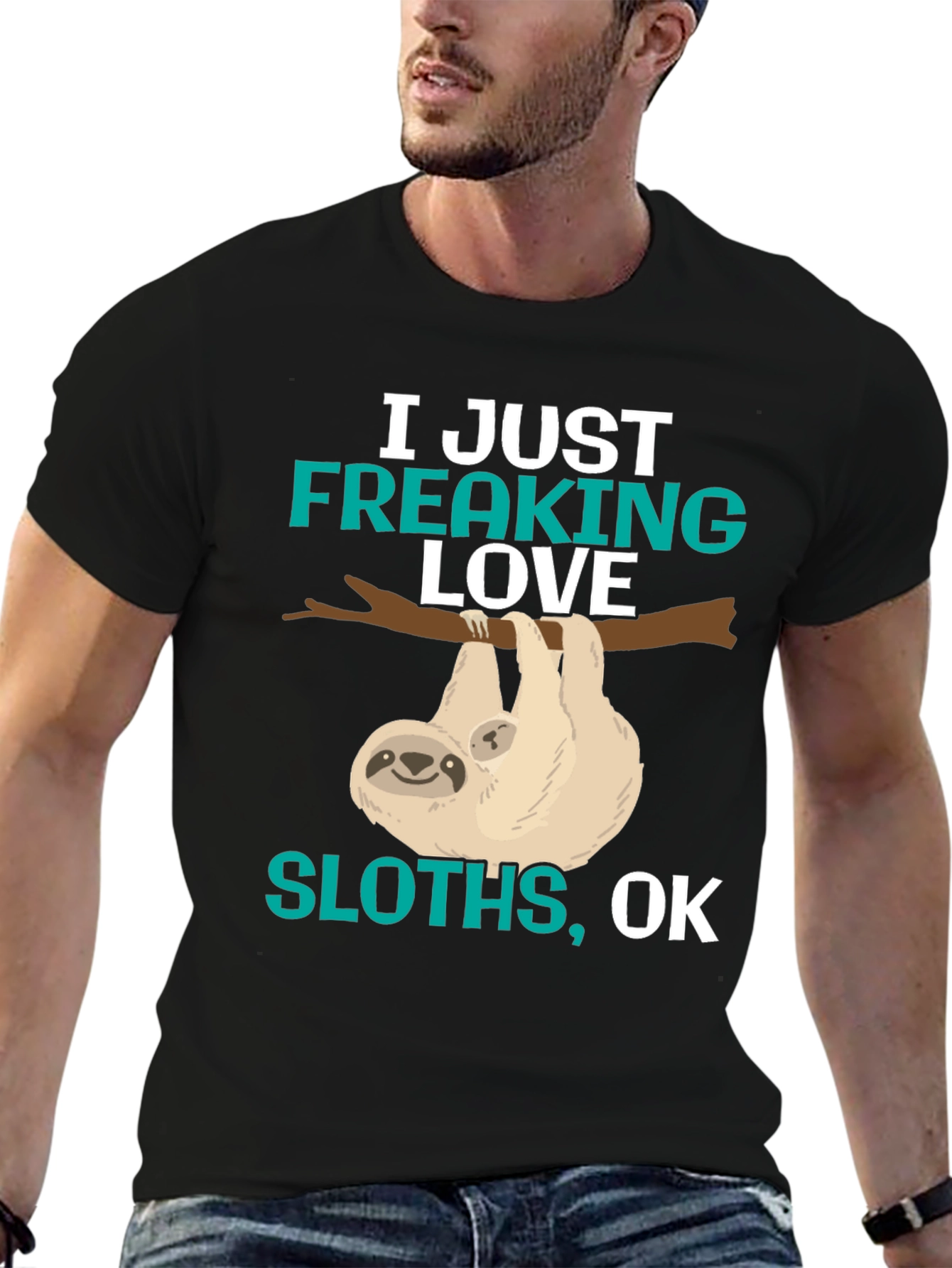 Camiseta Negra con Diseño de Perezosos