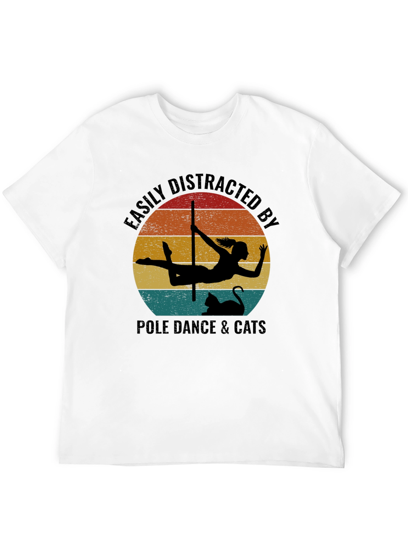 Camiseta Negra: Pole Dance & Gatos