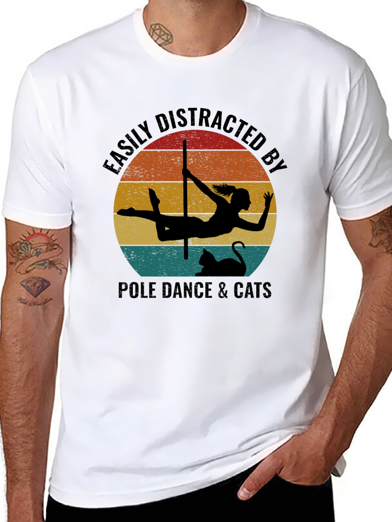 Camiseta Negra: Pole Dance & Gatos