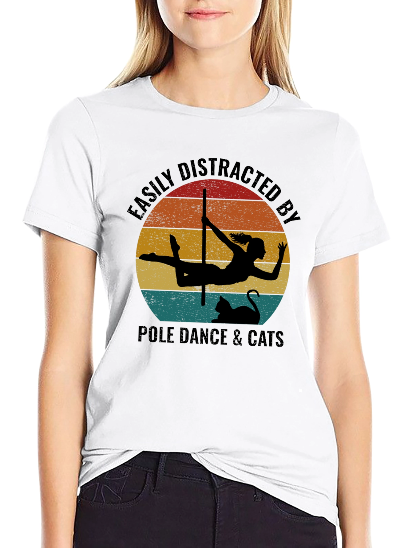 Camiseta Negra: Pole Dance & Gatos
