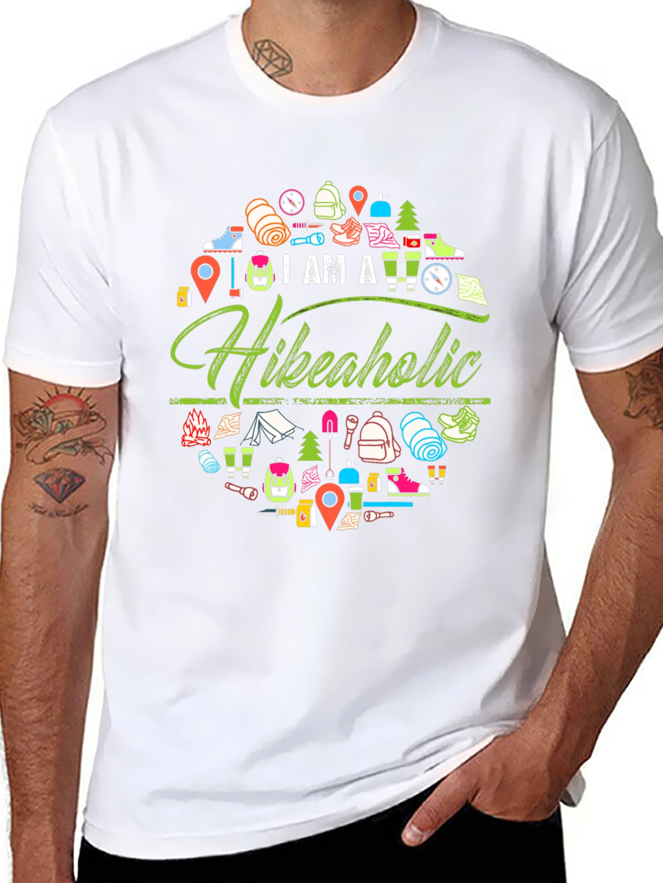 Camiseta Negra Hikeaholic para Amantes del Senderismo