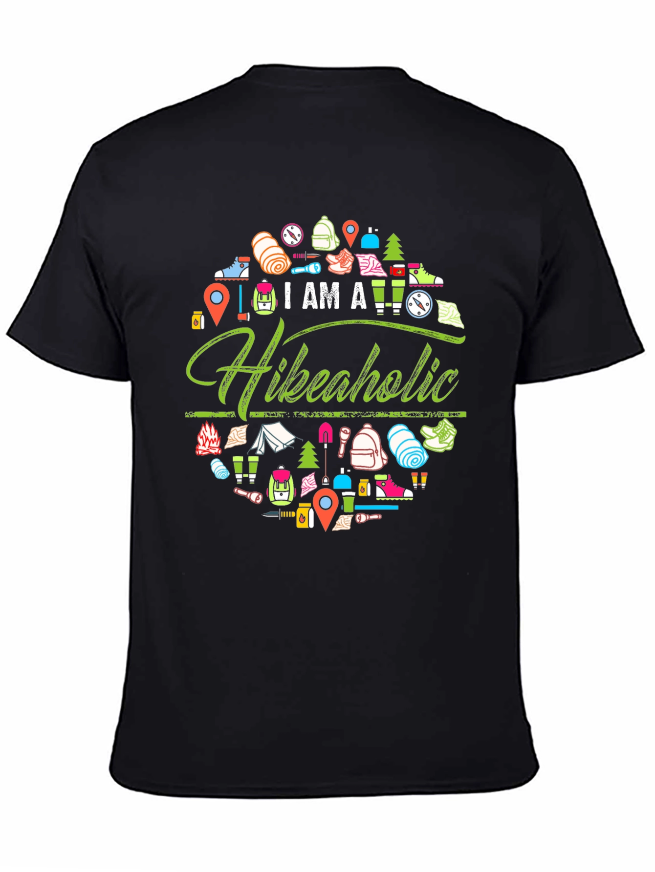 Camiseta Negra Hikeaholic para Amantes del Senderismo