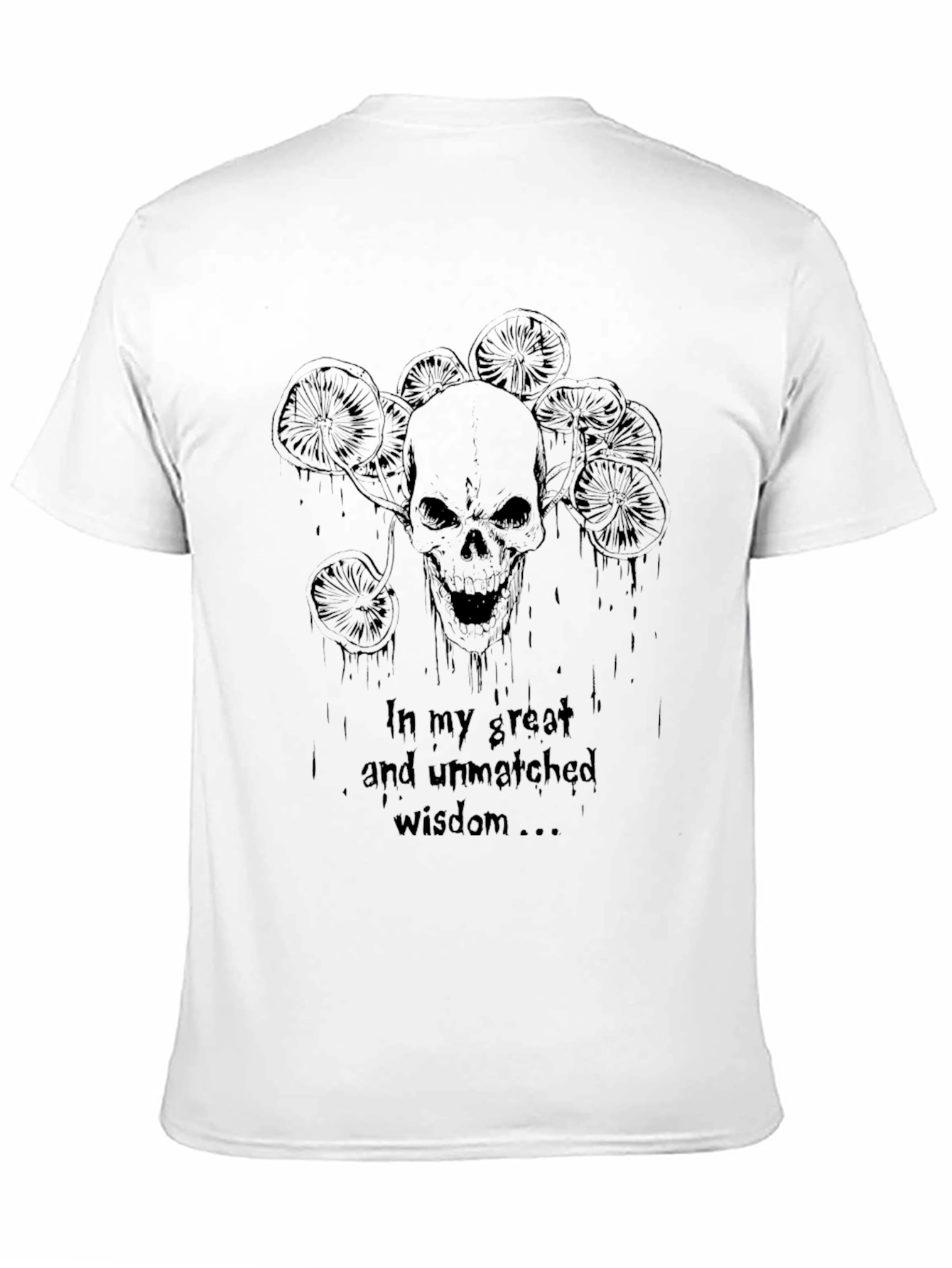 Camiseta Negra con Diseño de Cráneo y Frase