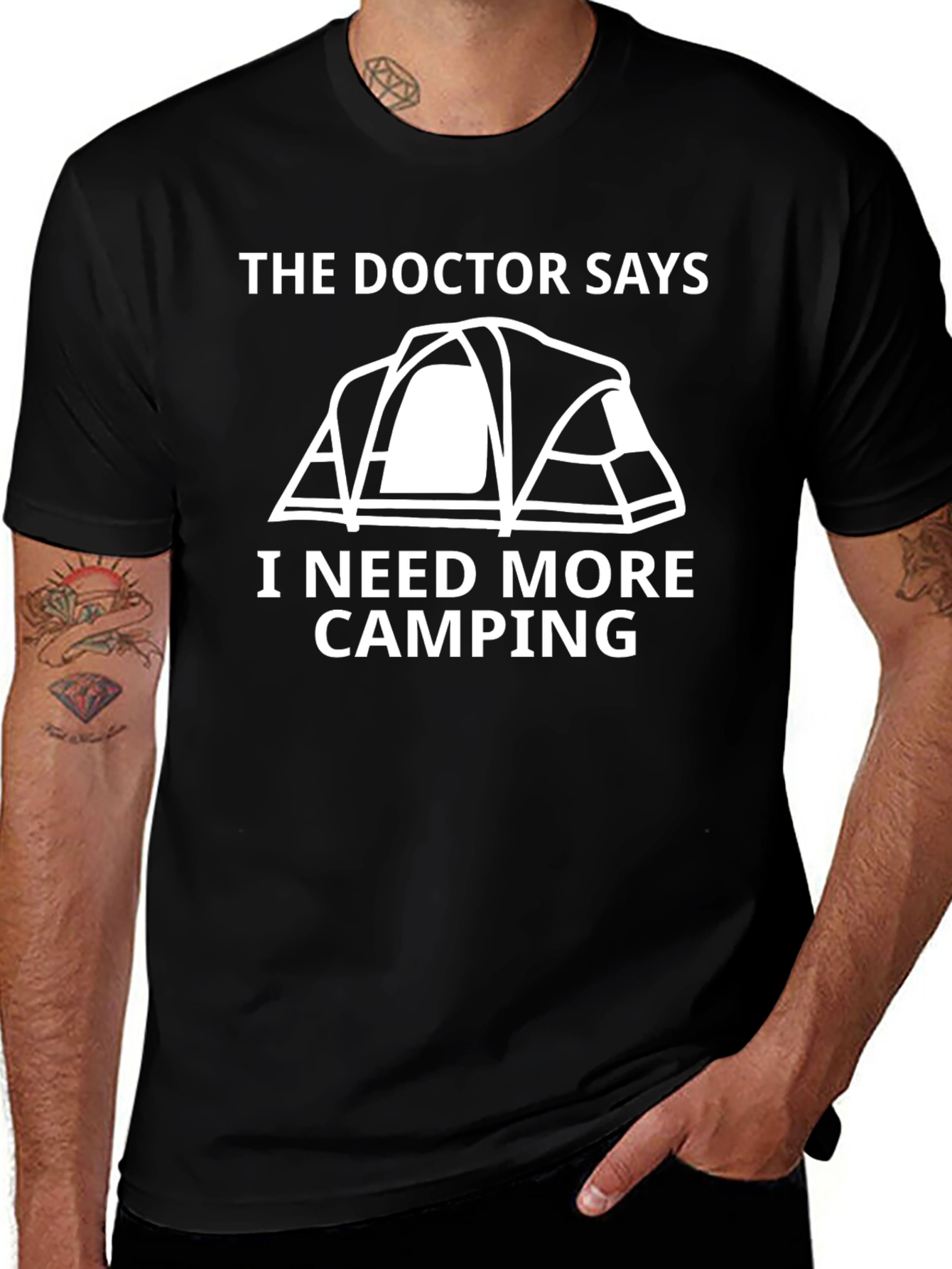 Camiseta Negra Más Camping para Hombre