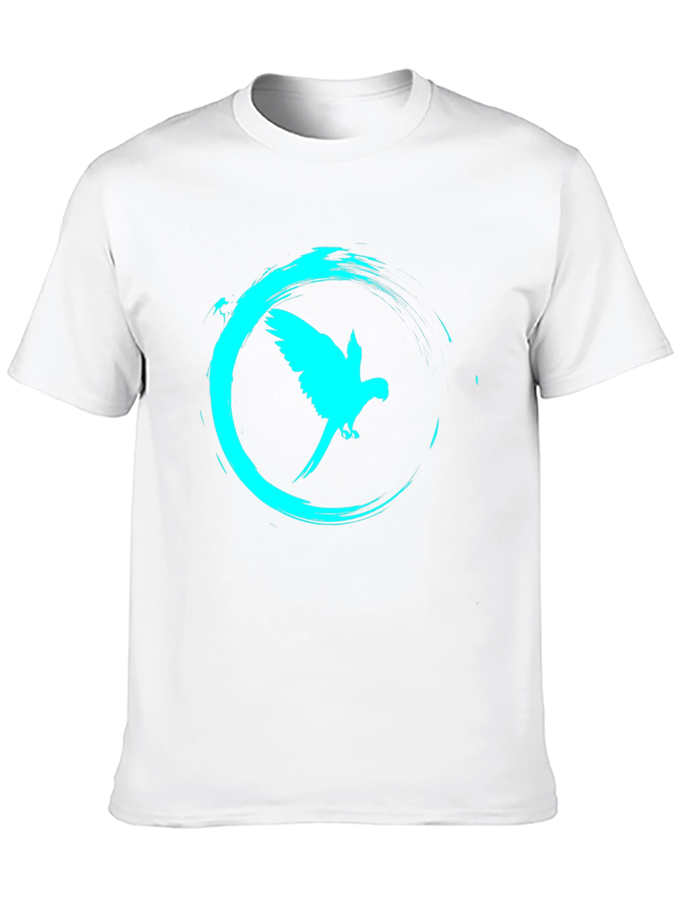 Camiseta Negra con Diseño de Loro Turquesa