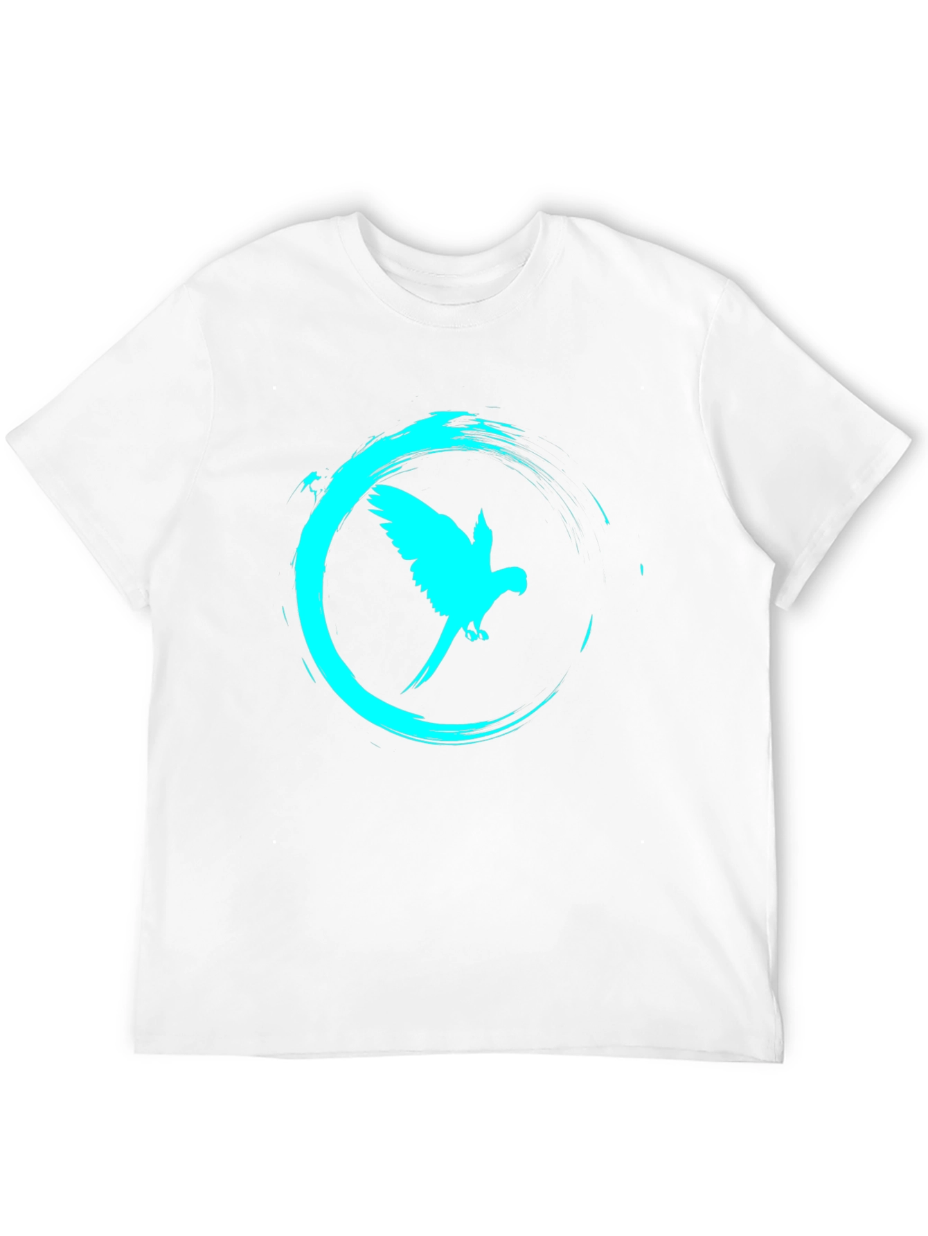 Camiseta Negra con Diseño de Loro Turquesa