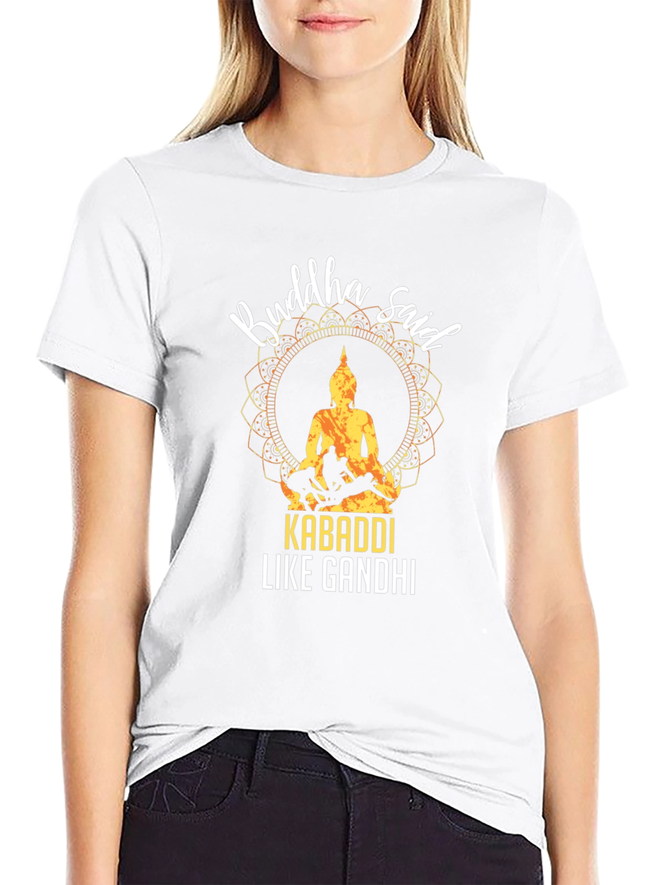 Camiseta Negra Buddha Said Kabaddi Like Gandhi