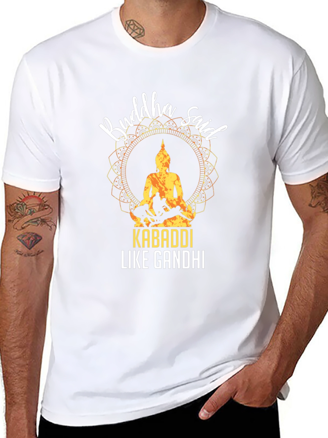 Camiseta Negra Buddha Said Kabaddi Like Gandhi