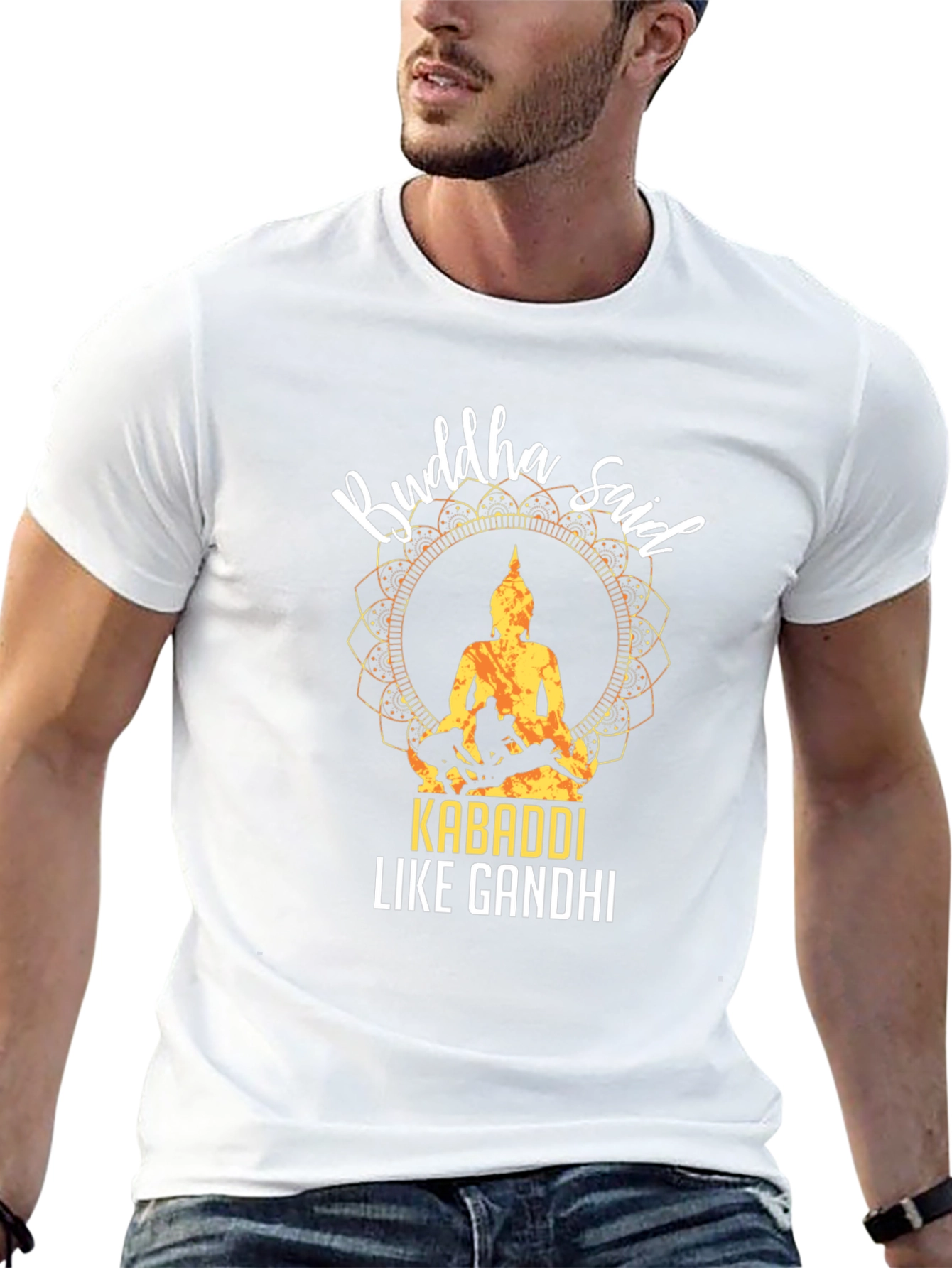 Camiseta Negra Buddha Said Kabaddi Like Gandhi