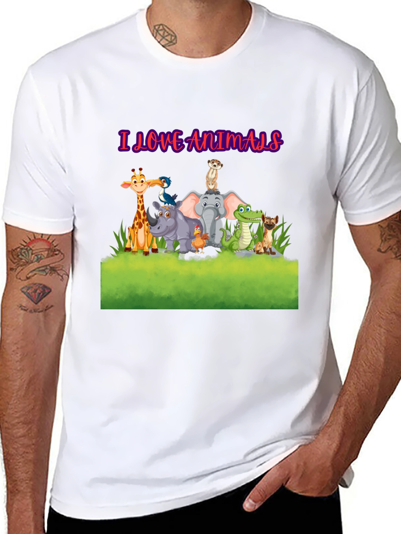 Camiseta Negra Amo a los Animales - Diseño Divertido
