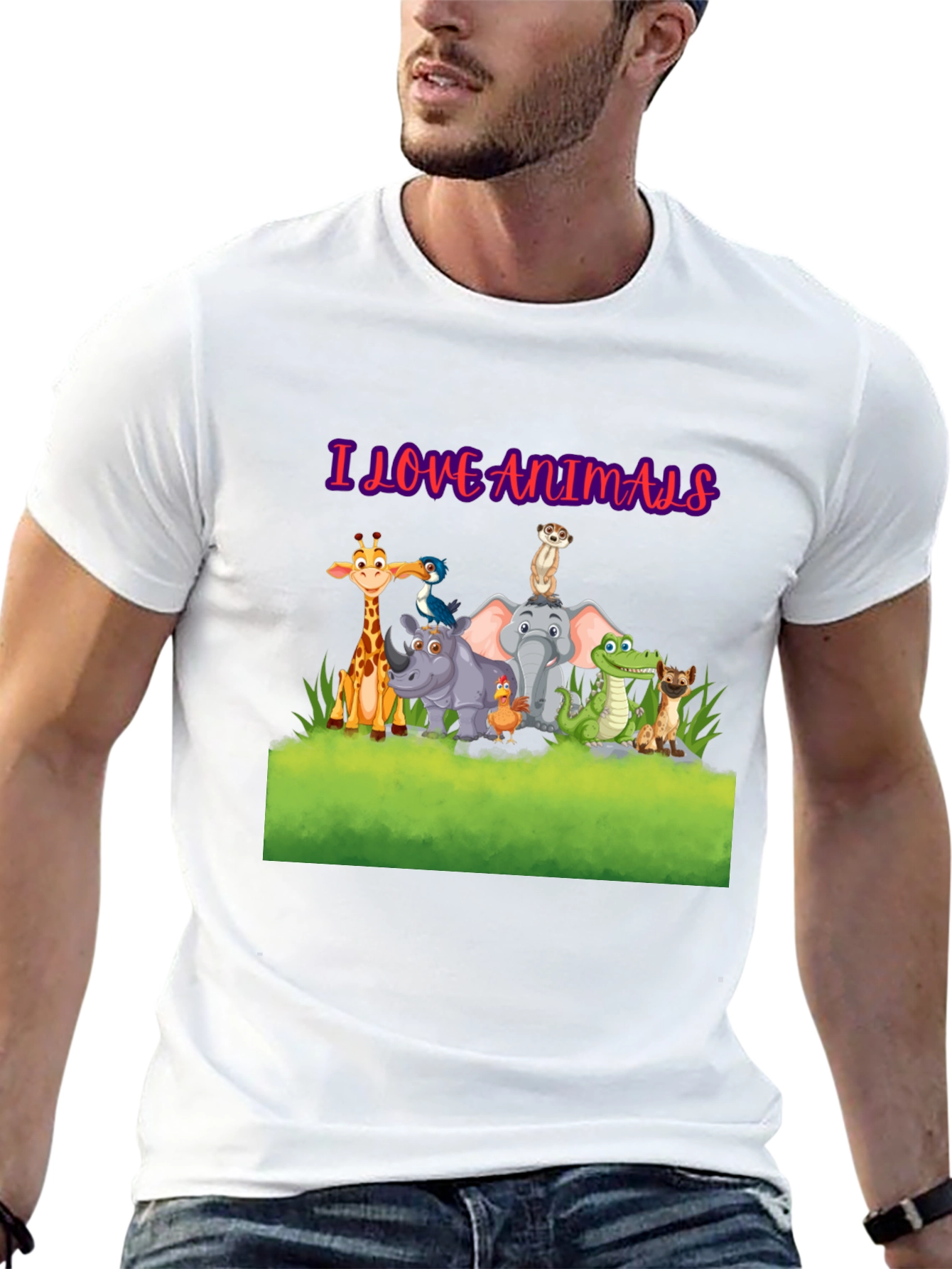 Camiseta Negra Amo a los Animales - Diseño Divertido