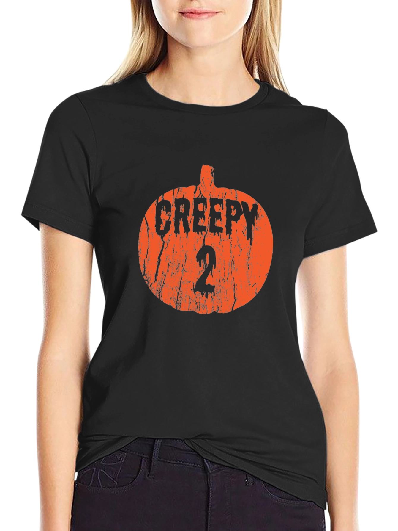 Camiseta Negra Calabaza Creepy 2 Halloween