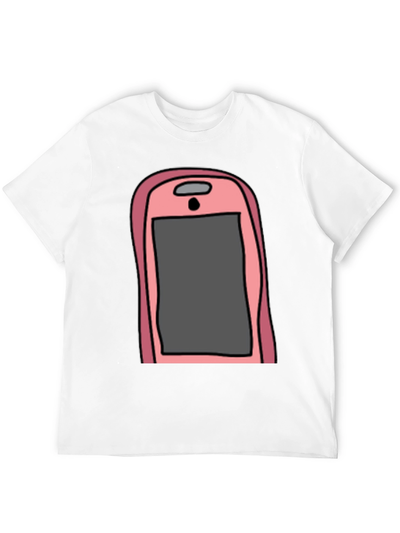 Camiseta Hombre Negra con Diseño de Teléfono Rosa