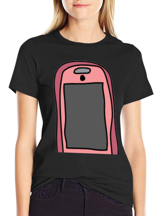Camiseta Hombre Negra con Diseño de Teléfono Rosa