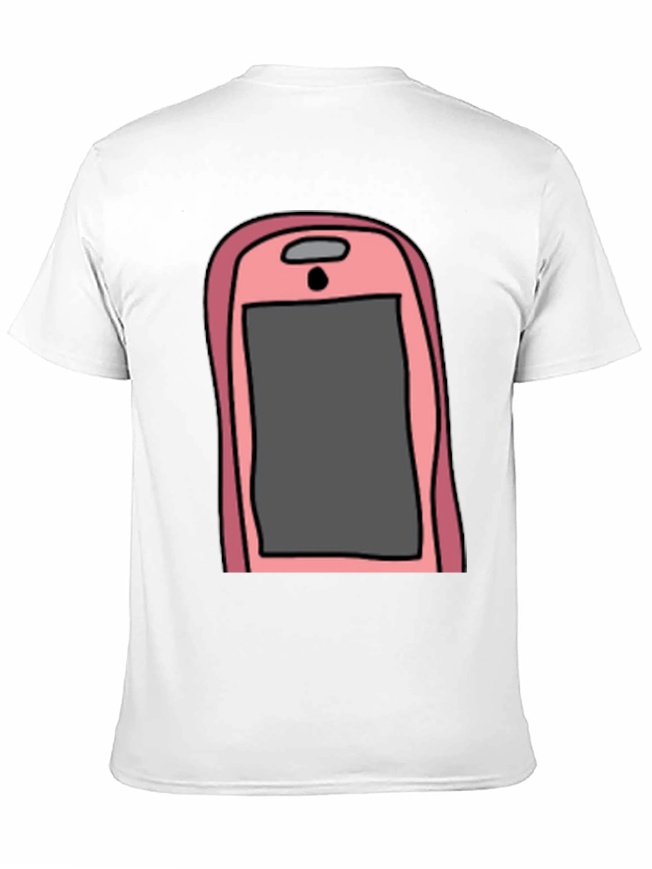 Camiseta Hombre Negra con Diseño de Teléfono Rosa