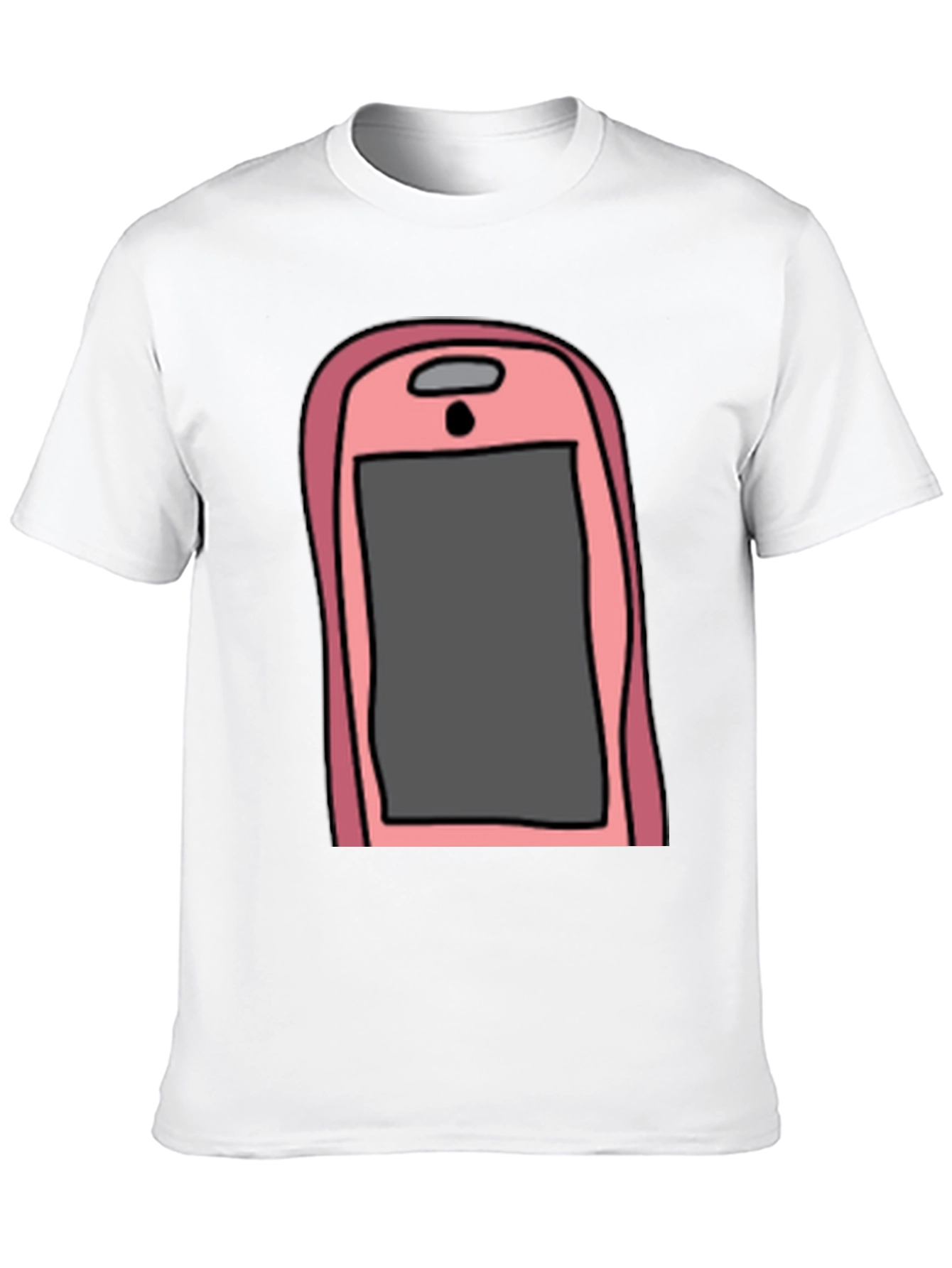 Camiseta Hombre Negra con Diseño de Teléfono Rosa