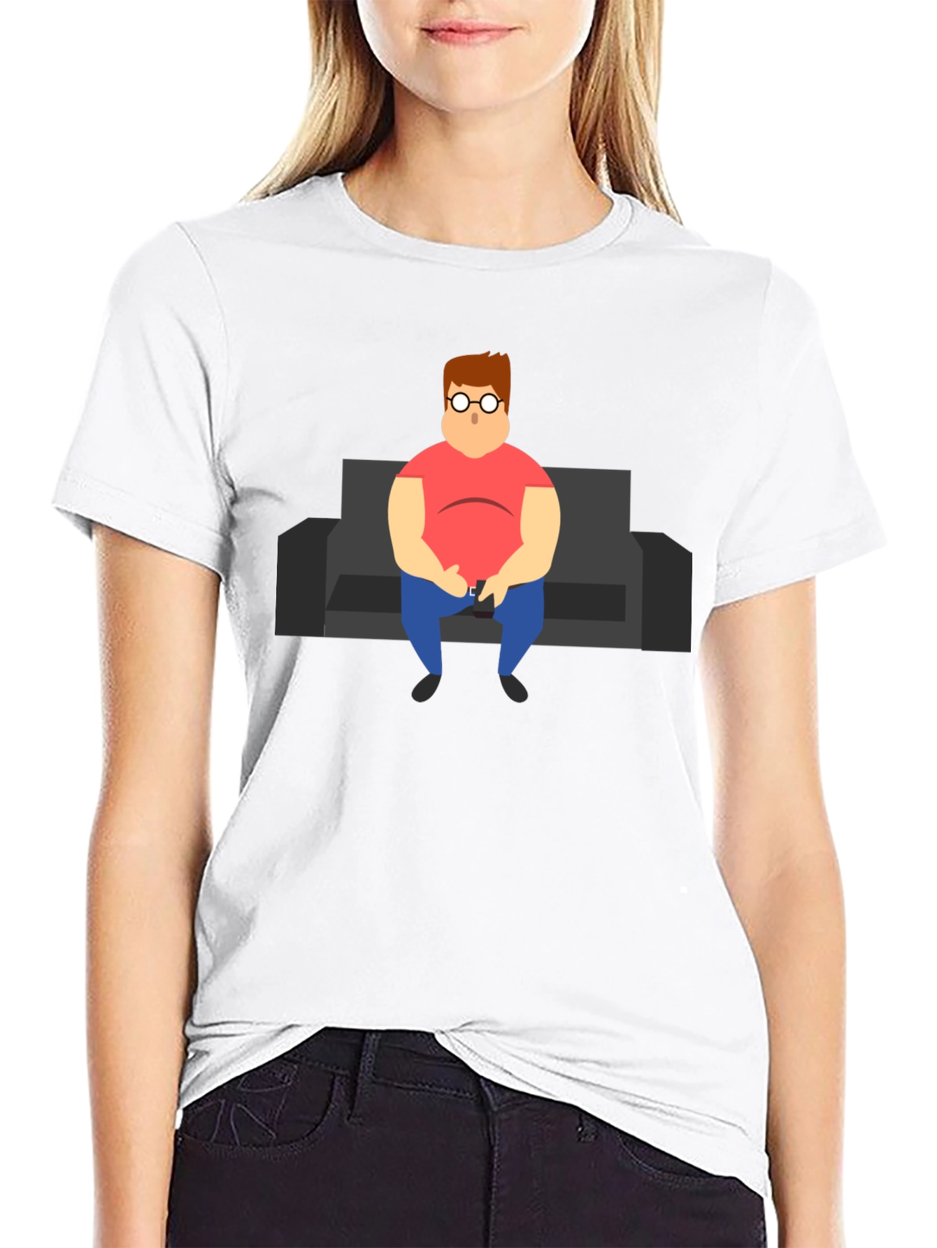 Camiseta Negra con Diseño de Gamer en el Sofá