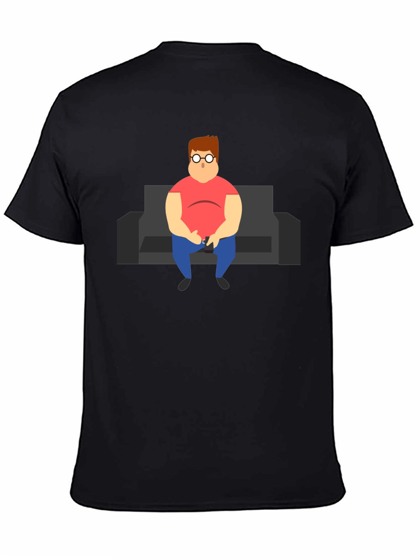 Camiseta Negra con Diseño de Gamer en el Sofá
