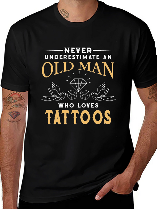 Camiseta Negra Hombre Old Man Who Loves Tattoos