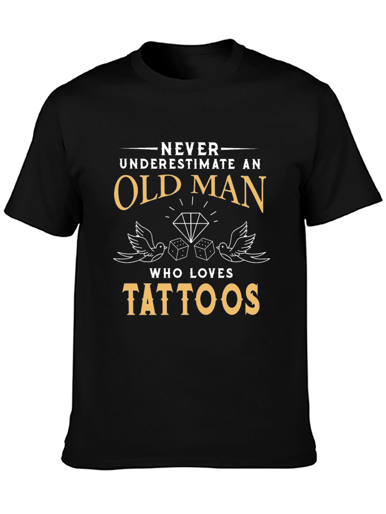 Camiseta Negra Hombre Old Man Who Loves Tattoos