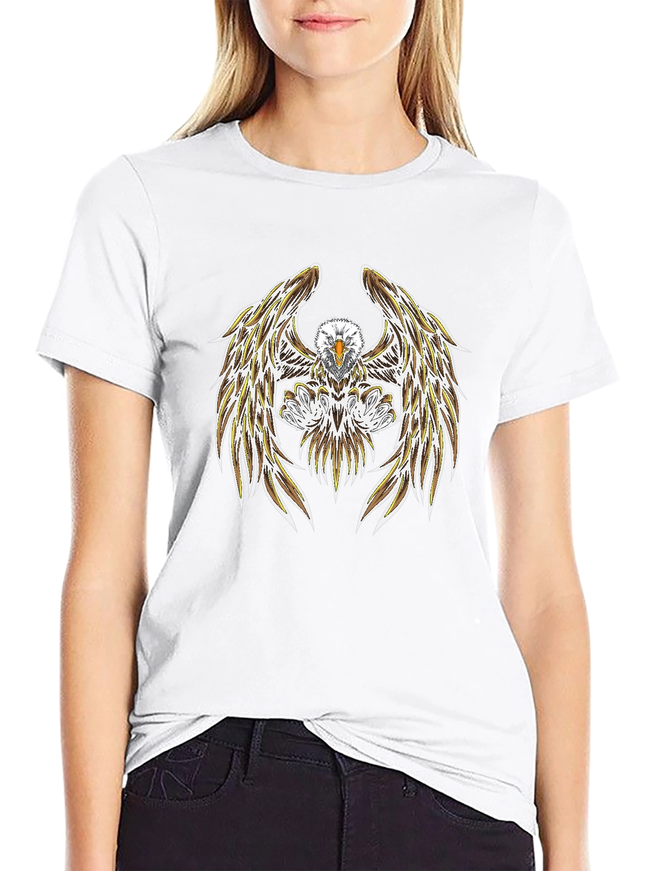 Camiseta Negra con Diseño de Águila