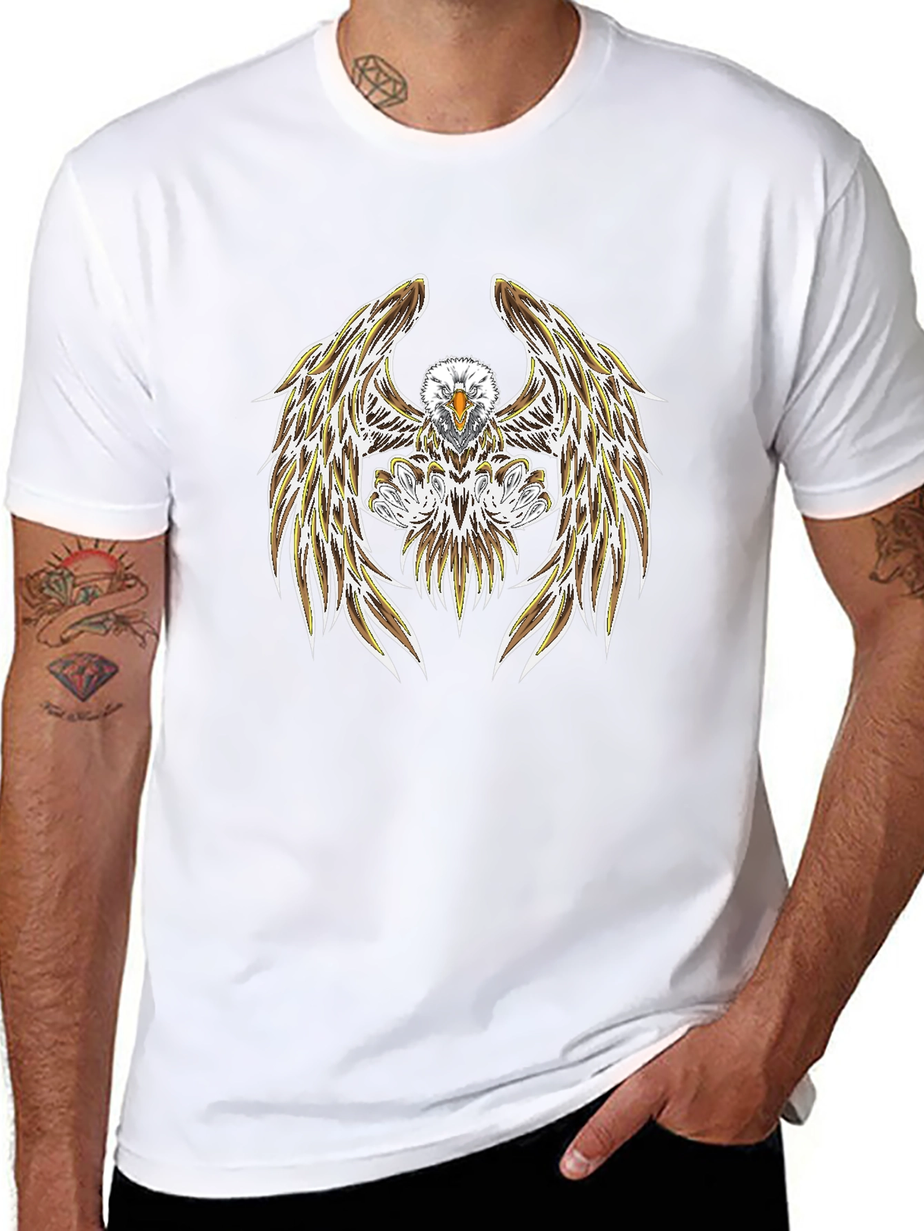 Camiseta Negra con Diseño de Águila