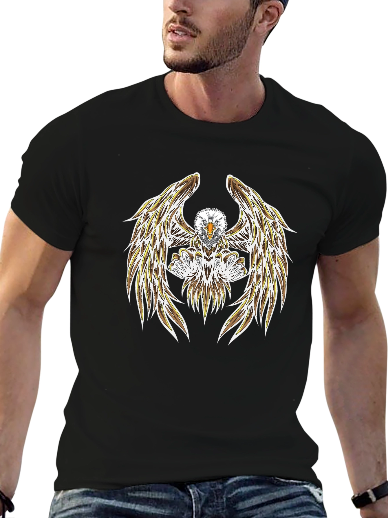 Camiseta Negra con Diseño de Águila