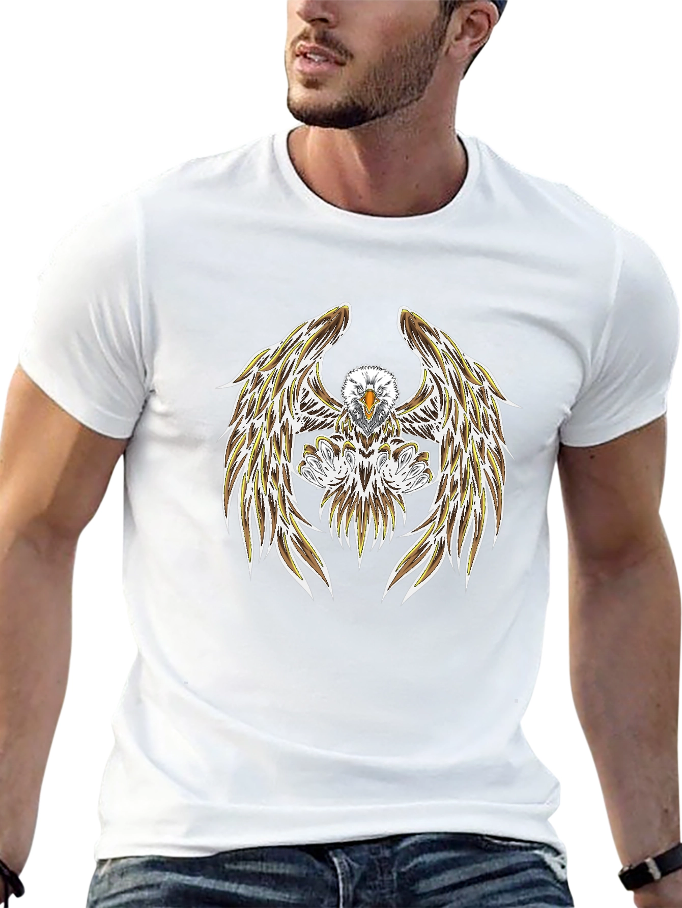 Camiseta Negra con Diseño de Águila