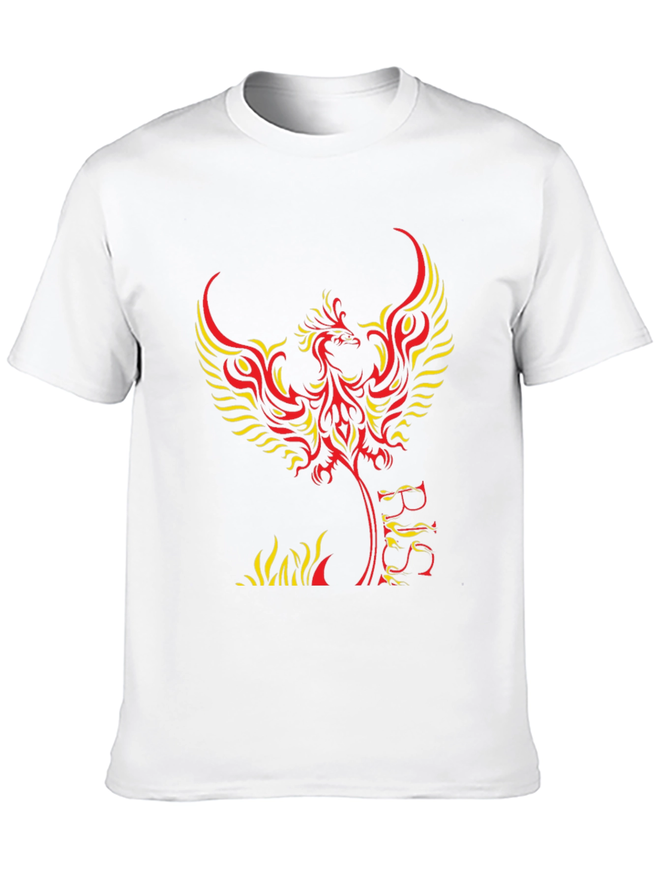 Camiseta Negra con Diseño de Ave Fénix Abstracta