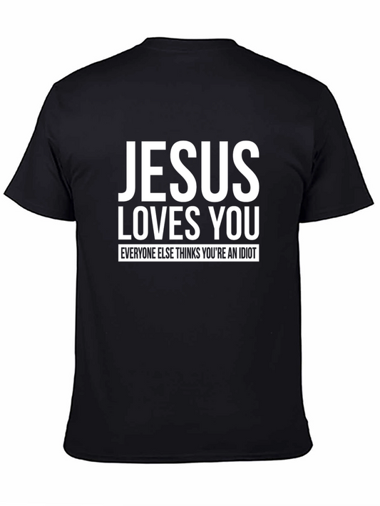 Camiseta Negra: Jesús Te Ama - Humor