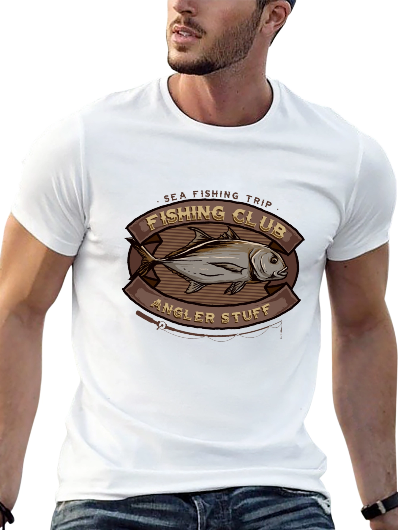 Camiseta Negra Club de Pesca Diseño Pescado