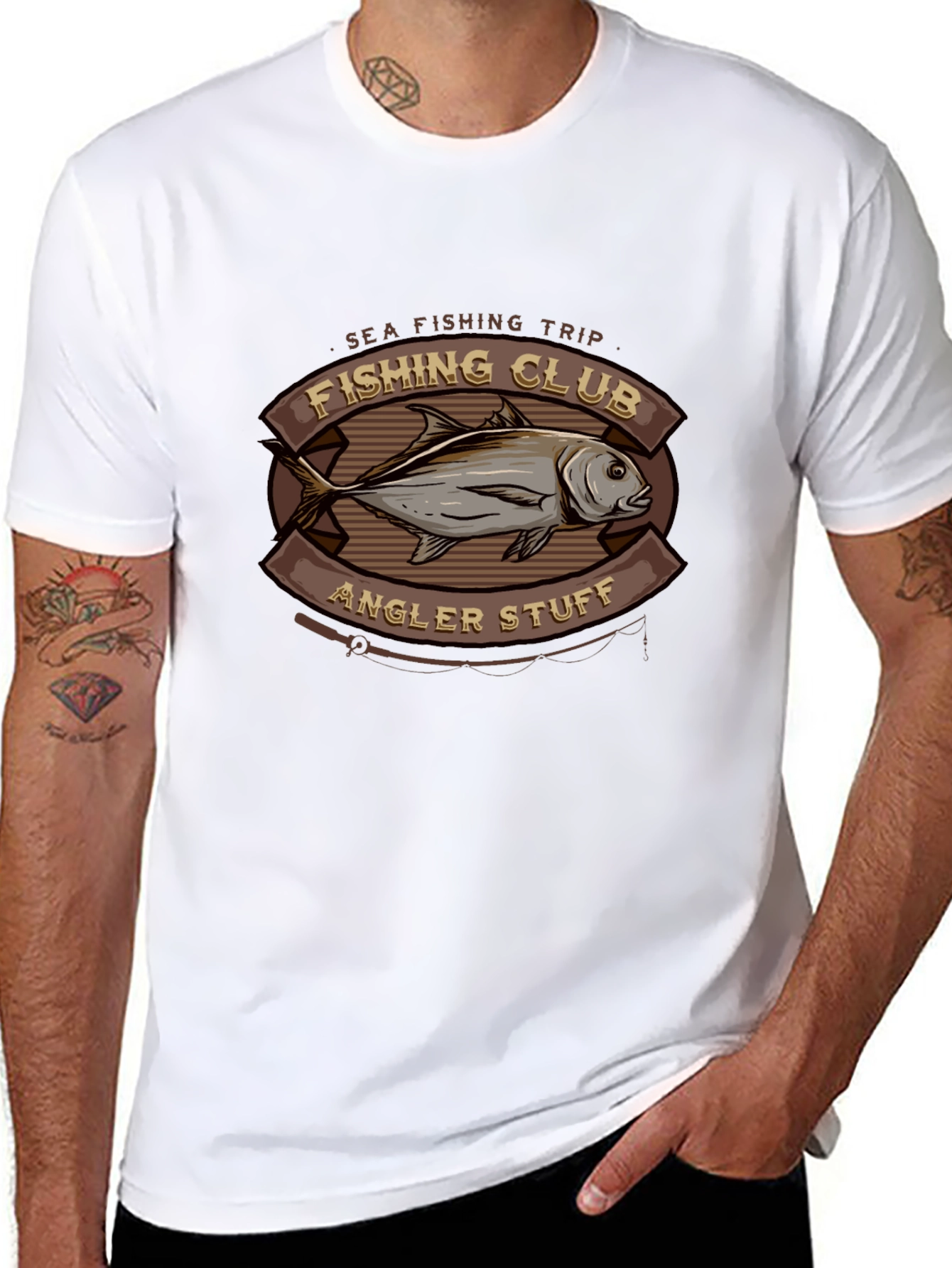 Camiseta Negra Club de Pesca Diseño Pescado
