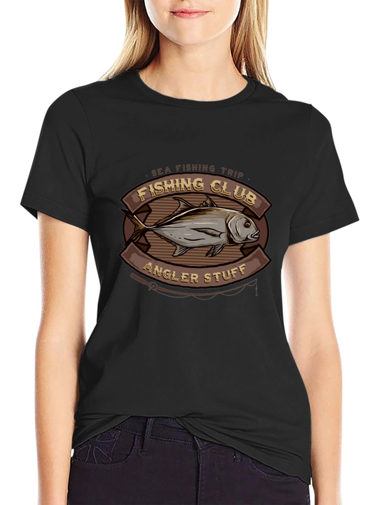 Camiseta Negra Club de Pesca Diseño Pescado