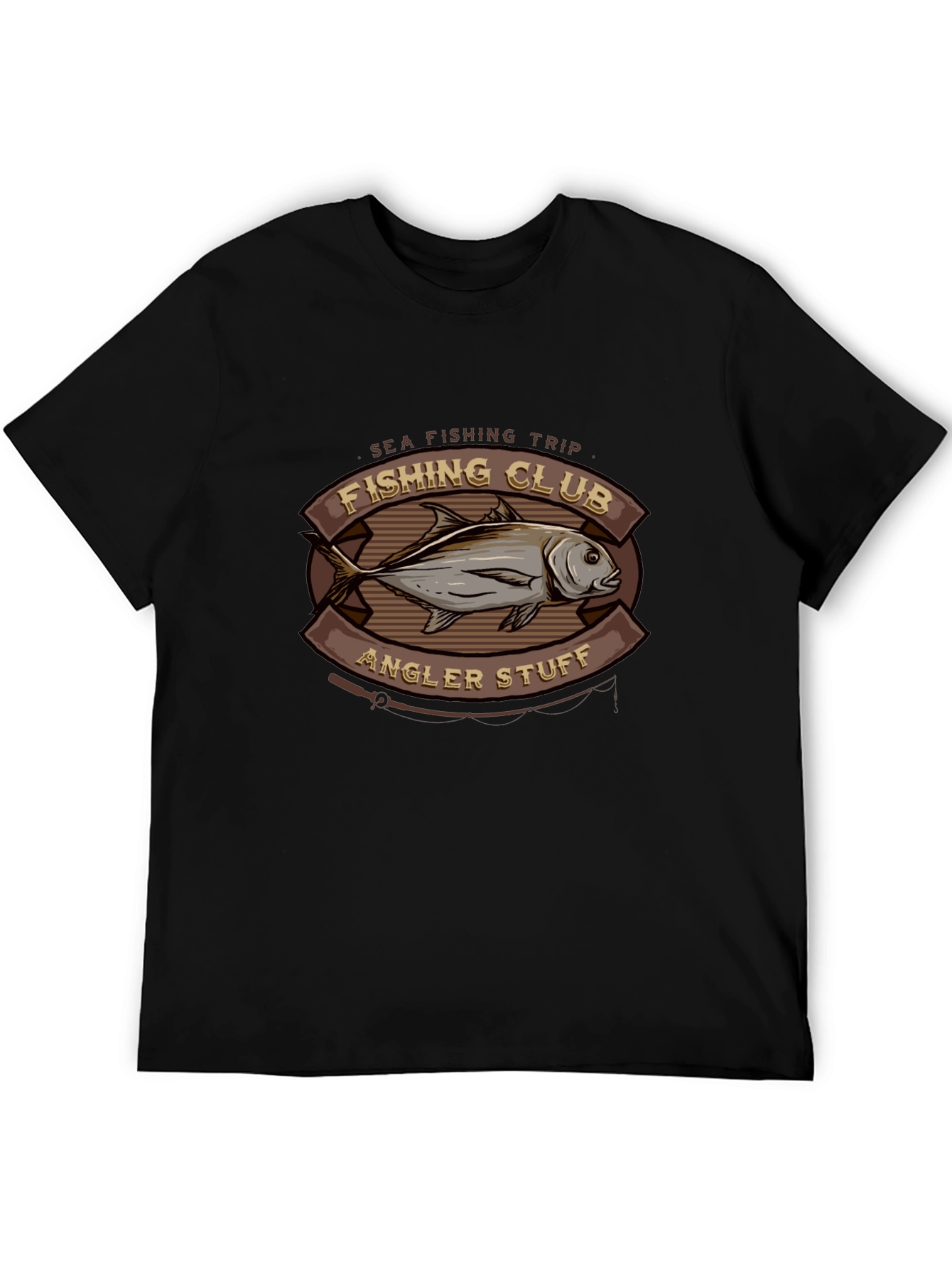 Camiseta Negra Club de Pesca Diseño Pescado