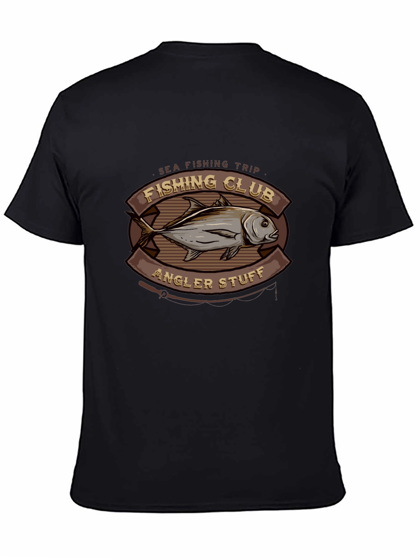 Camiseta Negra Club de Pesca Diseño Pescado