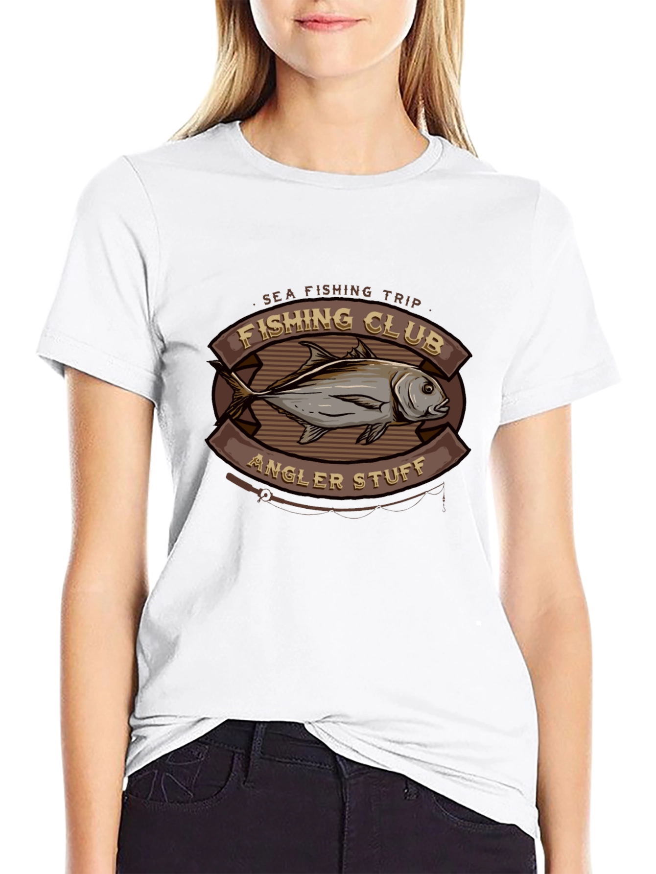 Camiseta Negra Club de Pesca Diseño Pescado