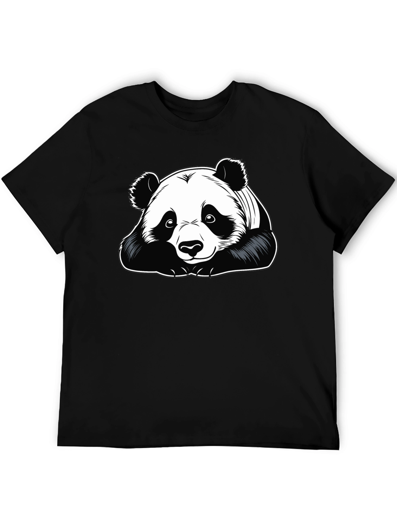 Camiseta Negra con Diseño de Panda para Hombre