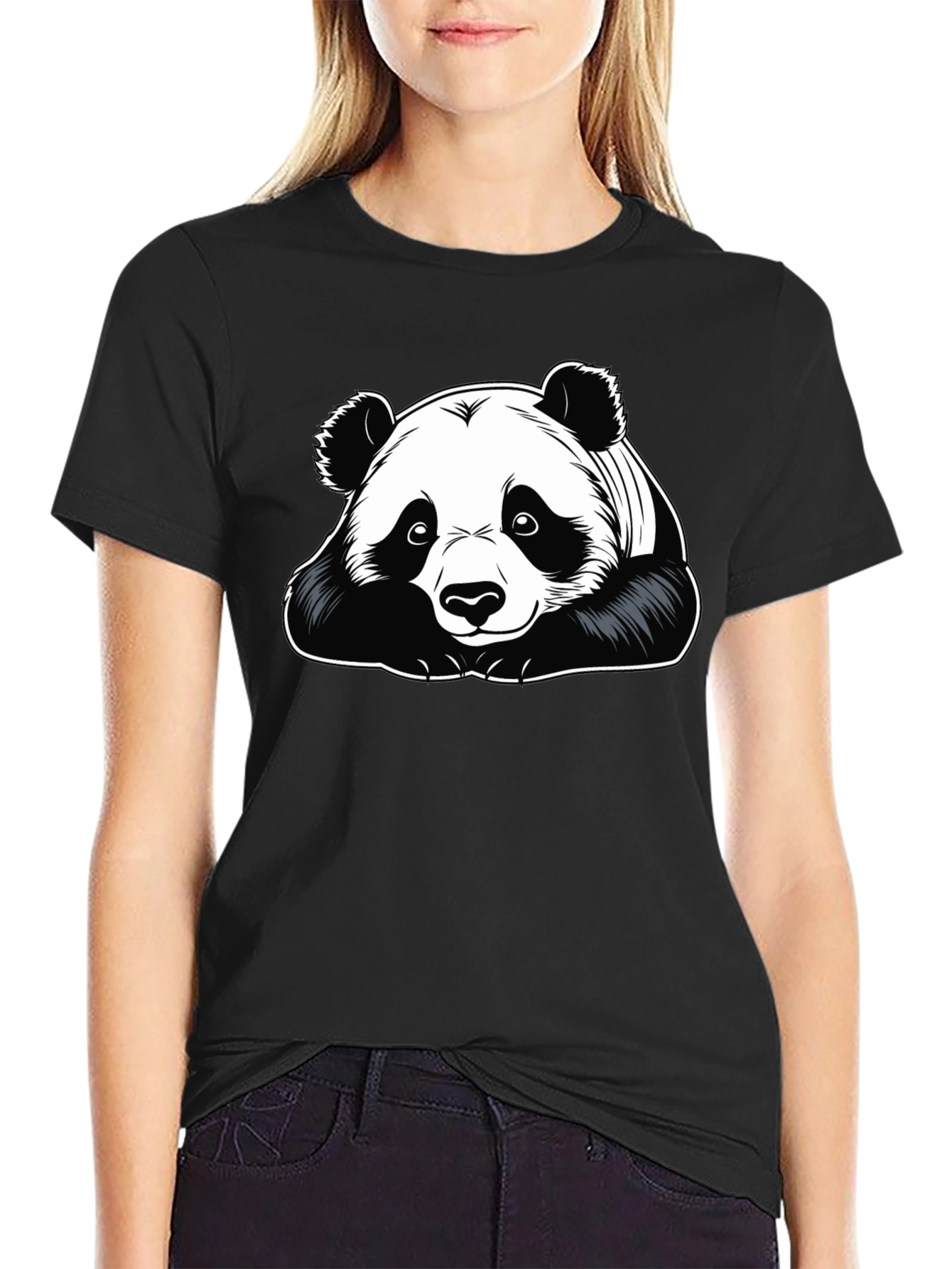 Camiseta Negra con Diseño de Panda para Hombre