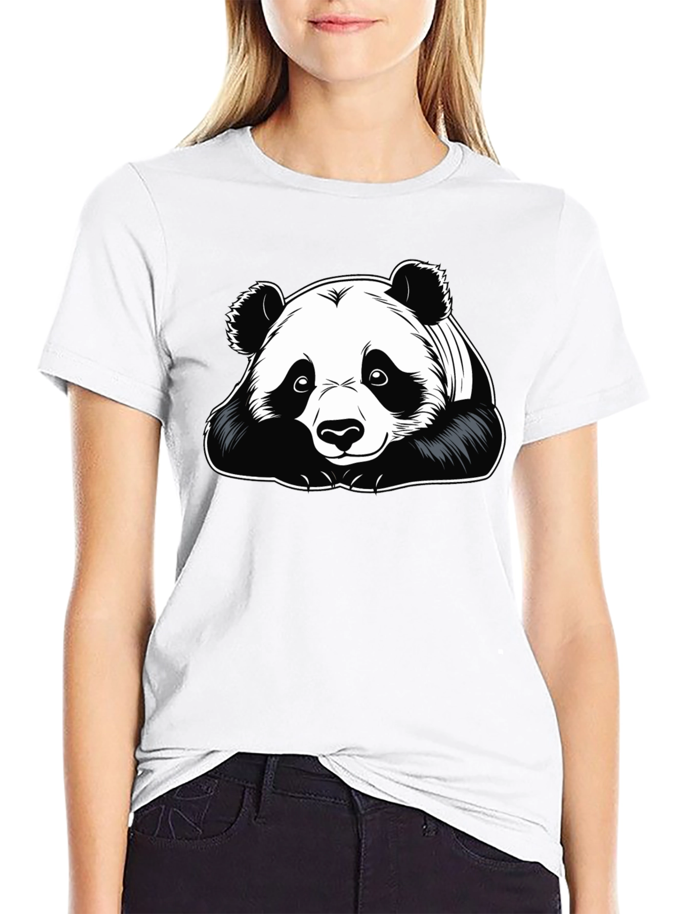 Camiseta Negra con Diseño de Panda para Hombre