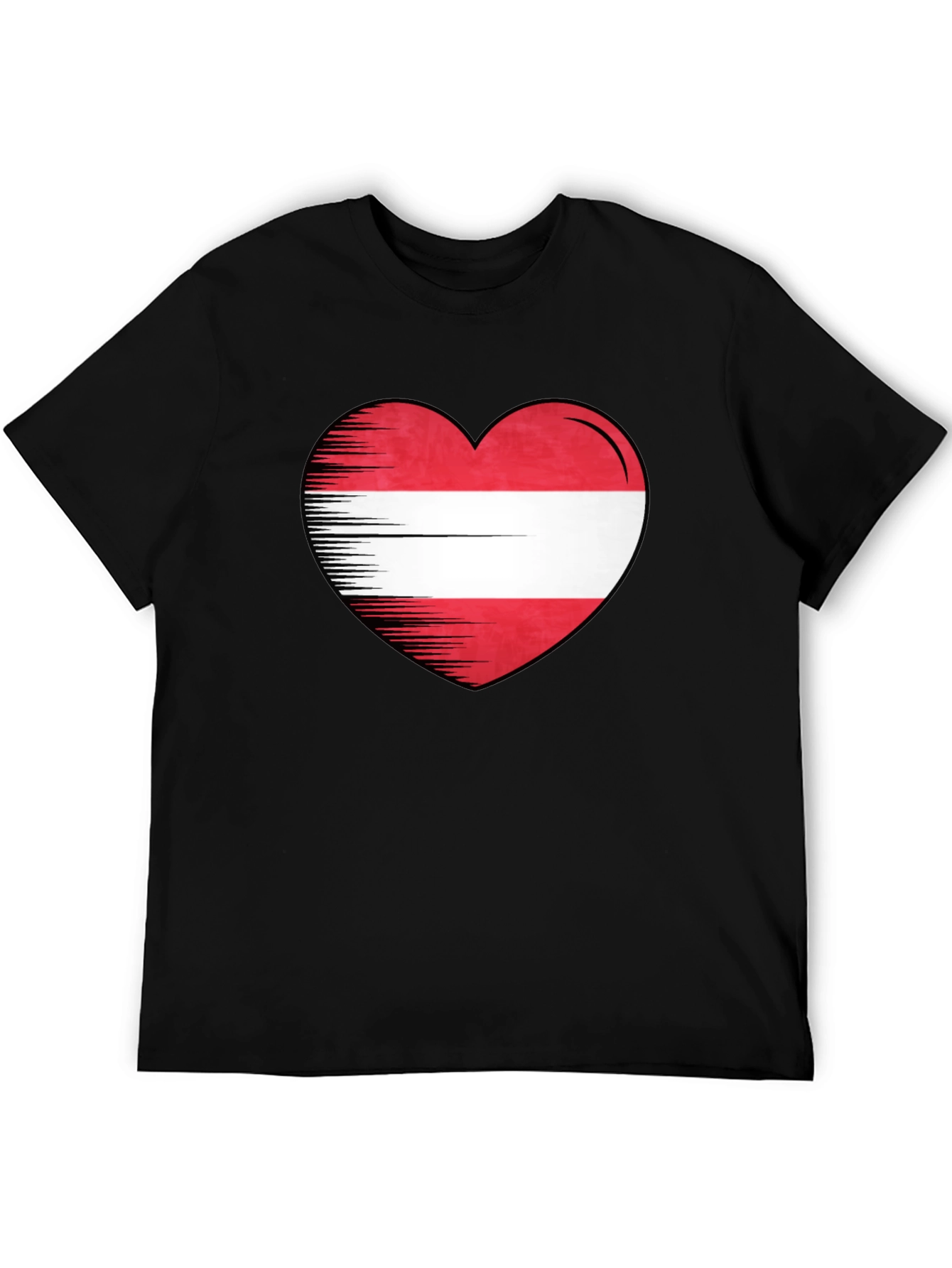 Camiseta Negra con Corazón Bandera Austria