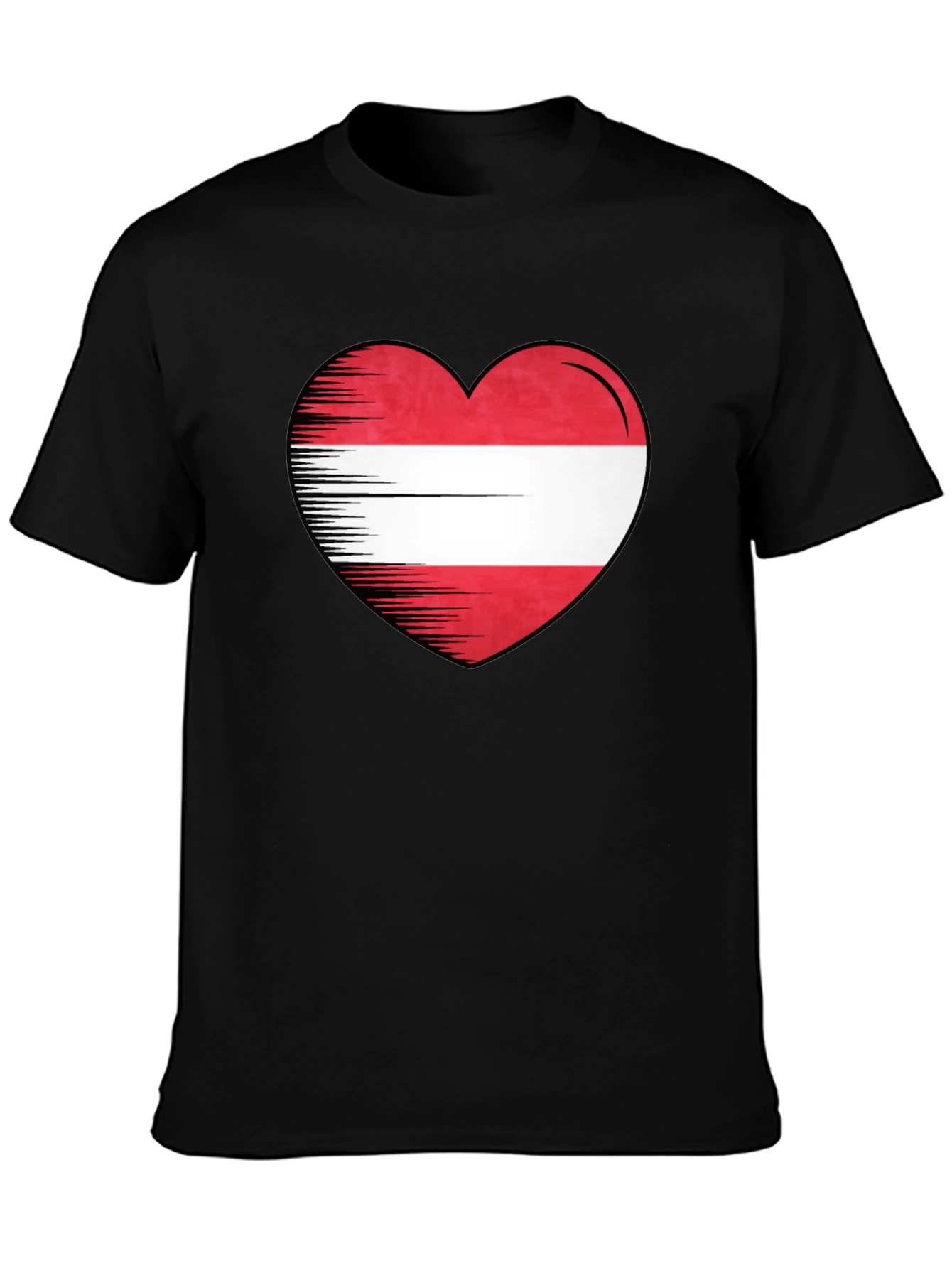 Camiseta Negra con Corazón Bandera Austria