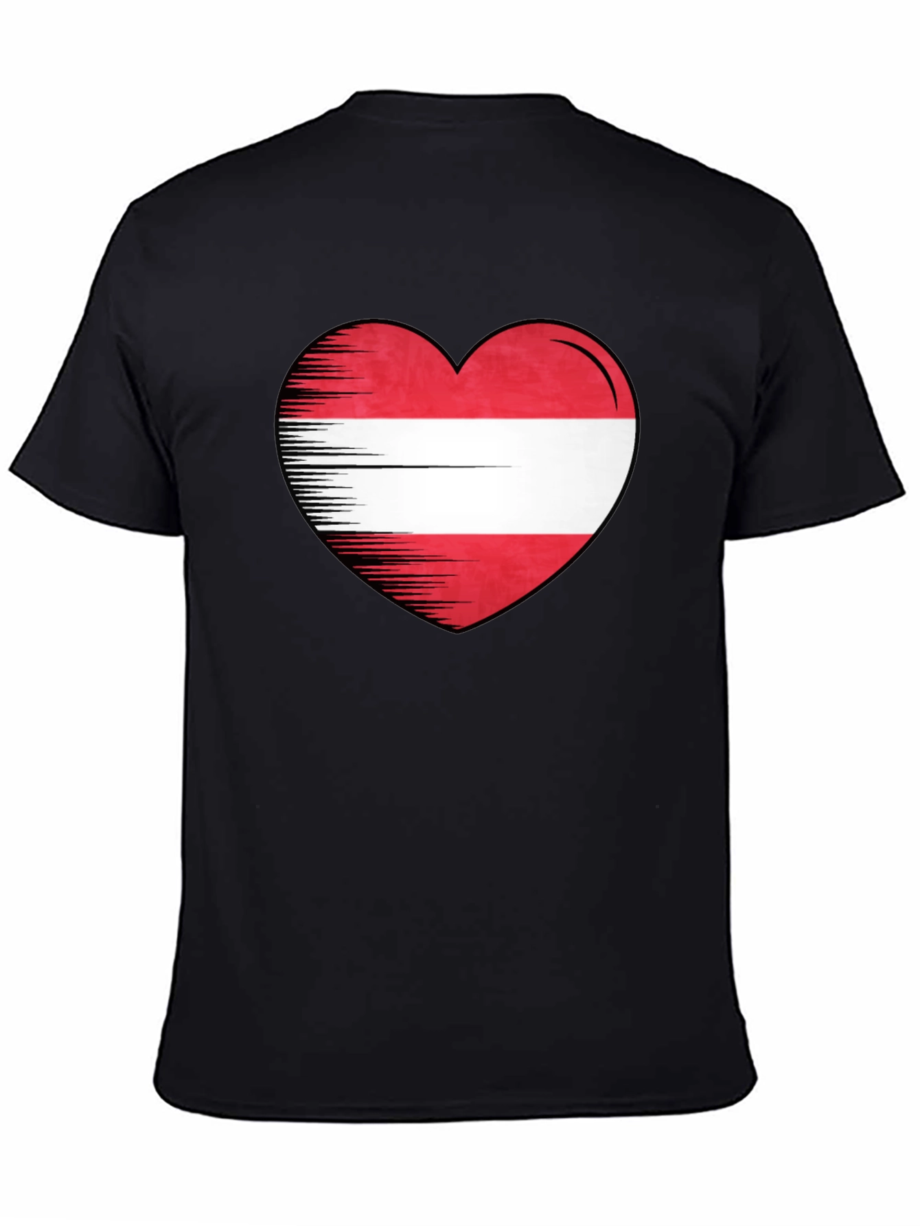 Camiseta Negra con Corazón Bandera Austria
