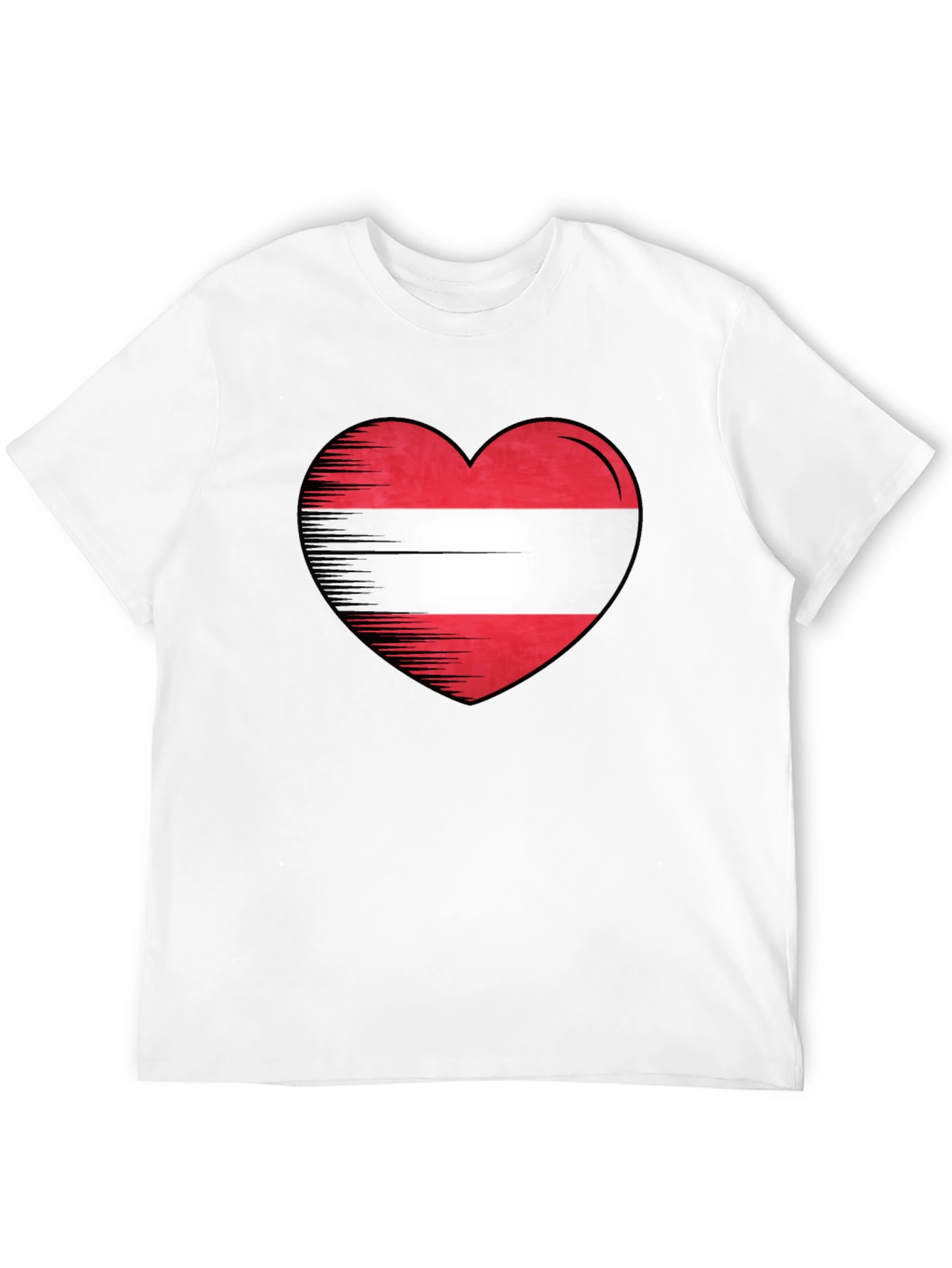Camiseta Negra con Corazón Bandera Austria